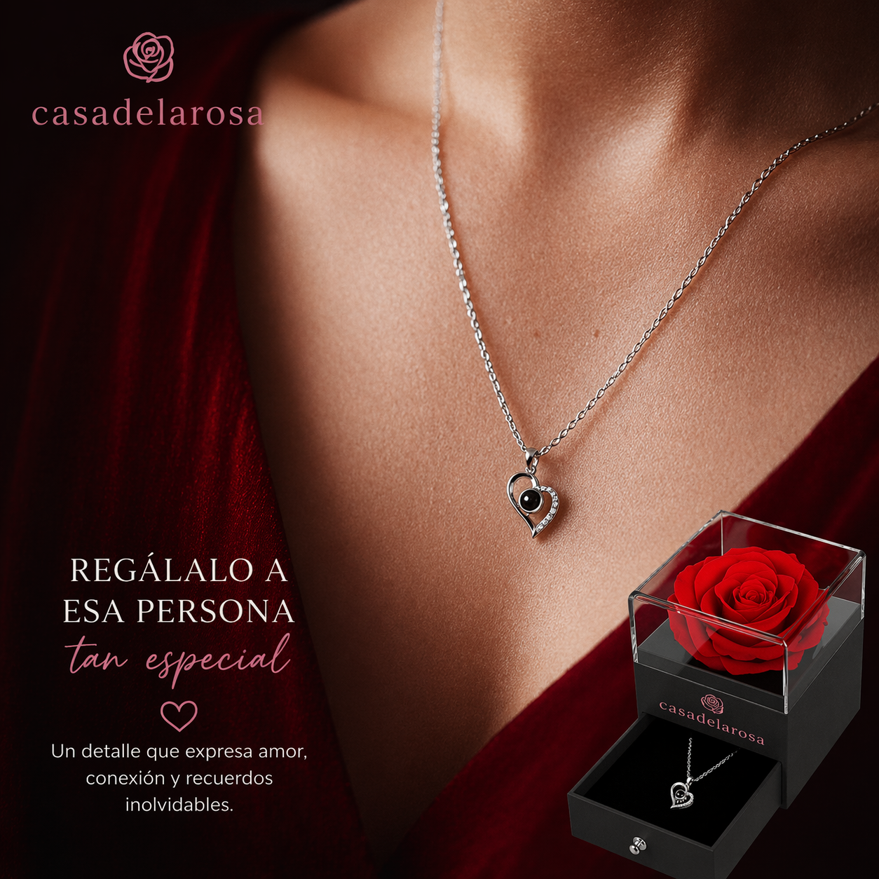 Cofre Rosa Eterna™ con Collar Proyectable