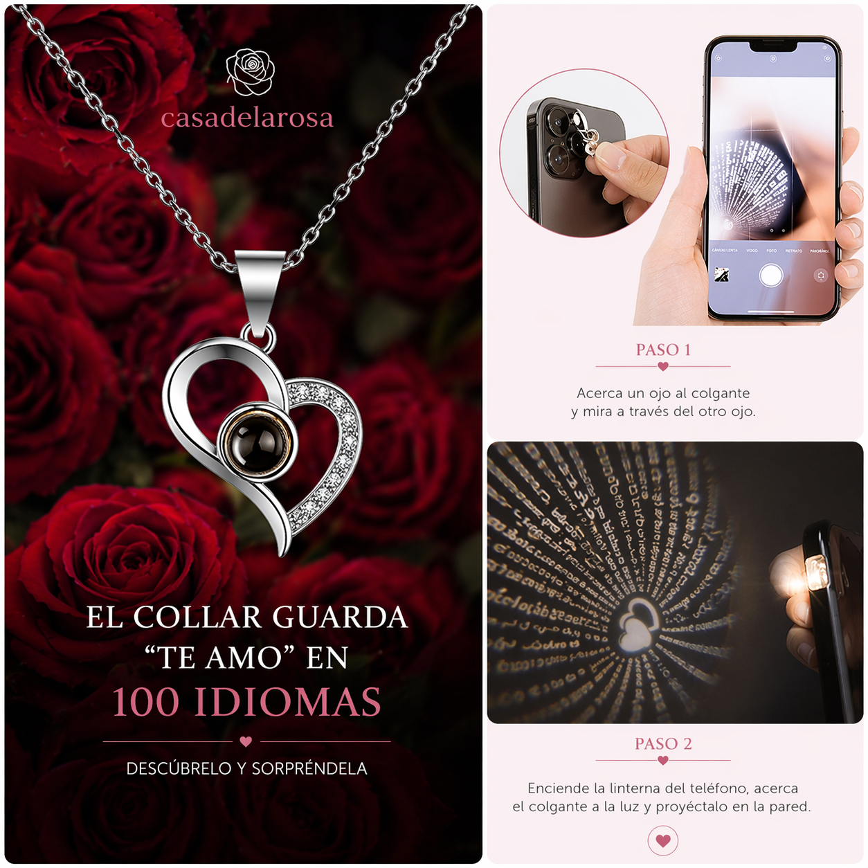 Cofre Rosa Eterna™ con Collar Proyectable