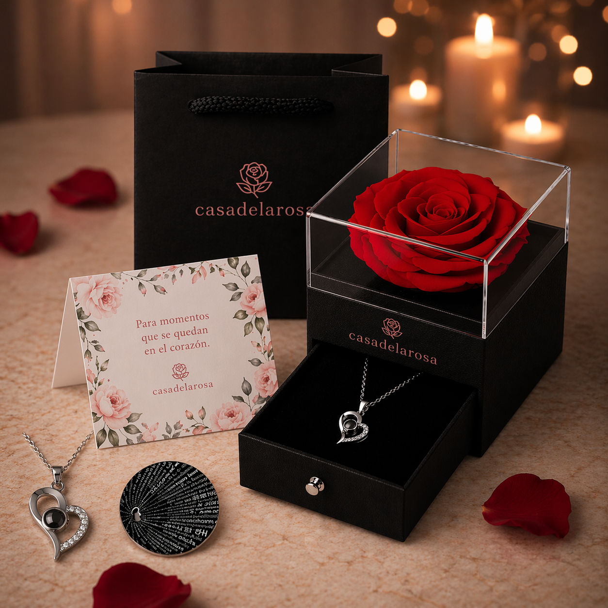 Cofre Rosa Eterna™ con Collar Proyectable